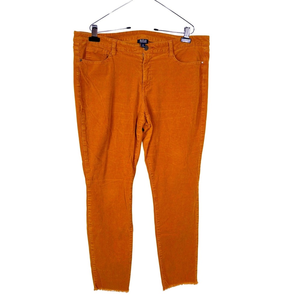 a.n.a Corduroy Pants Womens 16 Pumpkin Orange Stretch Raw Hem Skinny Leg